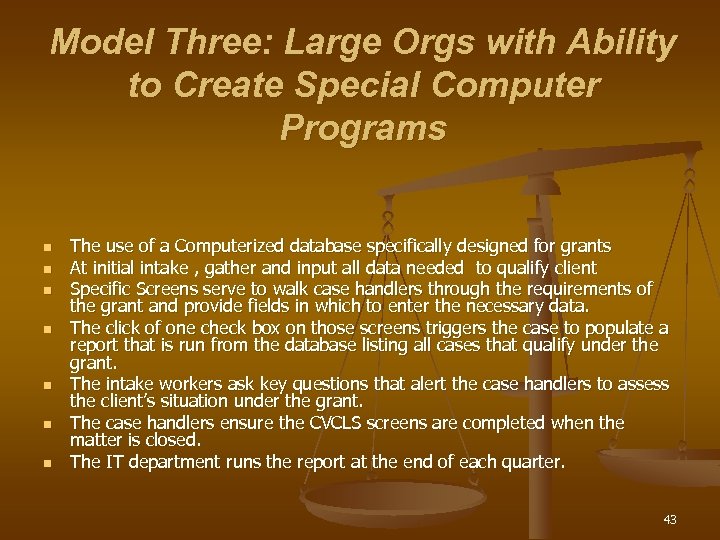 Model Three: Large Orgs with Ability to Create Special Computer Programs n n n