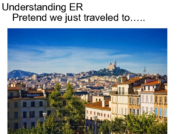 Understanding ER Pretend we just traveled to…. . 