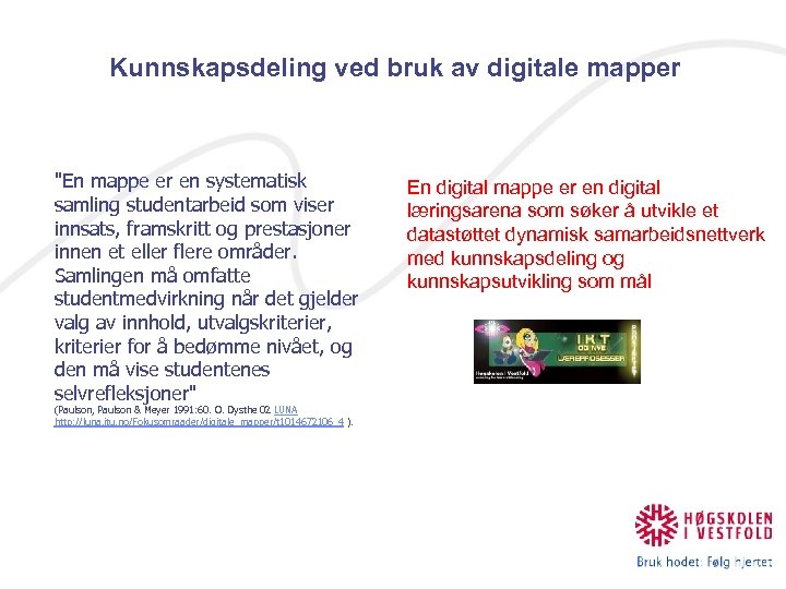 Kunnskapsdeling ved bruk av digitale mapper 