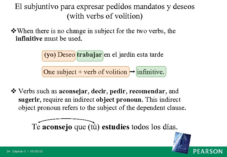 El subjuntivo para expresar pedidos mandatos y deseos (with verbs of volition) v. When