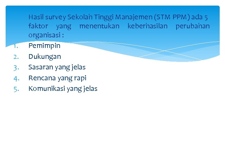 1. 2. 3. 4. 5. Hasil survey Sekolah Tinggi Manajemen (STM PPM) ada 5