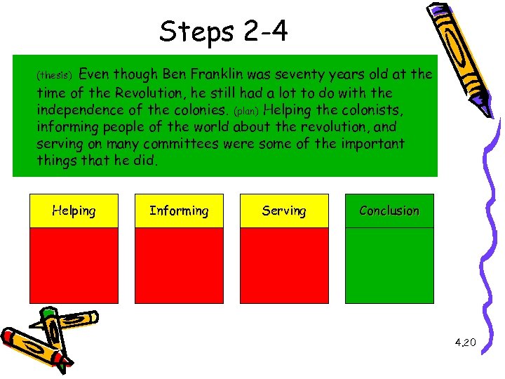 Steps 2 -4 Even though Ben Franklin was seventy years old at the time