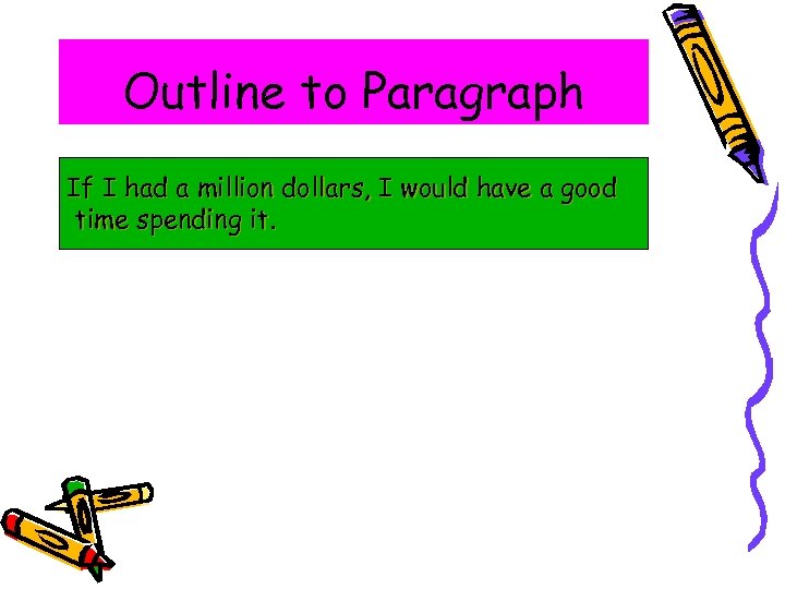 Outline to Paragraph If I had a million dollars, I would have a good