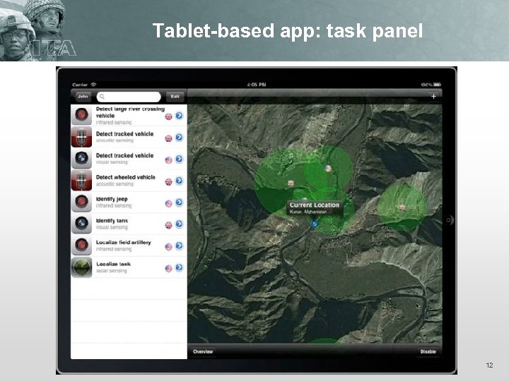 Tablet-based app: task panel 12 