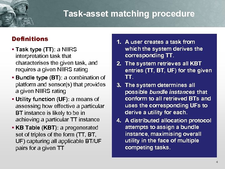 Task-asset matching procedure Definitions § Task type (TT): a NIIRS interpretation task that characterises