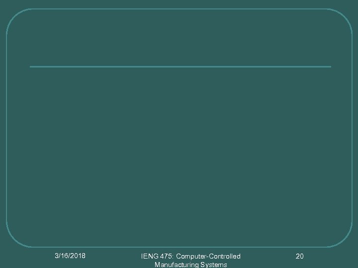 3/16/2018 IENG 475: Computer-Controlled Manufacturing Systems 20 