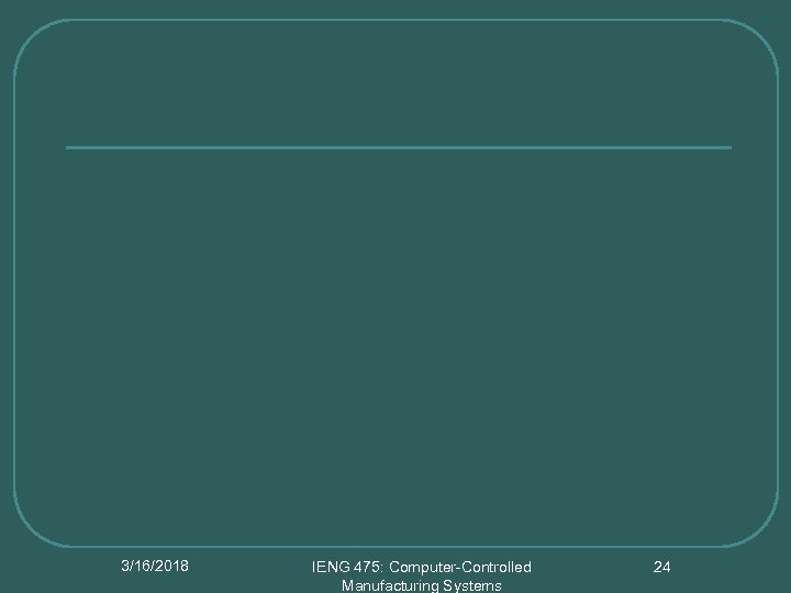 3/16/2018 IENG 475: Computer-Controlled Manufacturing Systems 24 