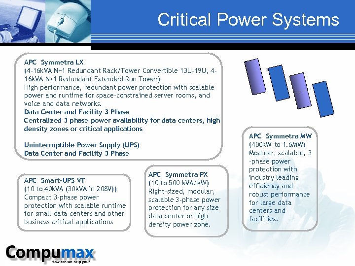 Critical Power Systems APC Symmetra LX (4 -16 k. VA N+1 Redundant Rack/Tower Convertible
