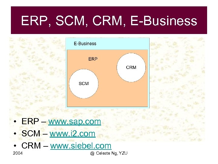 ERP, SCM, CRM, E-Business • ERP – www. sap. com • SCM – www.
