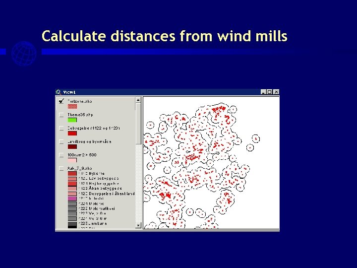 Calculate distances from wind mills 