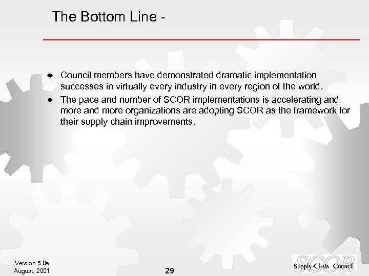 The Bottom Line - Council members have demonstrated dramatic implementation successes in virtually every