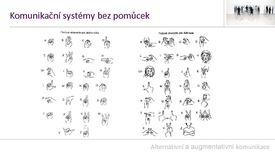 Komunikační systémy bez pomůcek Alternativní a augmentativní komunikace 