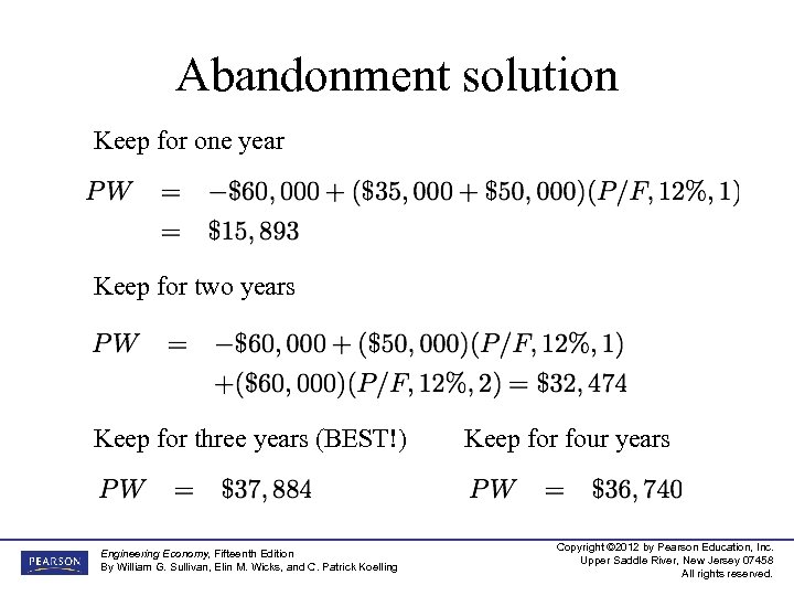 Abandonment solution Keep for one year Keep for two years Keep for three years