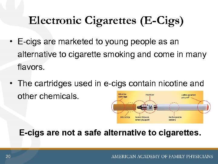 Electronic Cigarettes (E-Cigs) • E-cigs are marketed to young people as an alternative to
