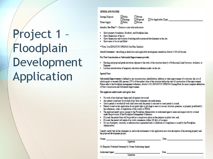 Project 1 – Floodplain Development Application 