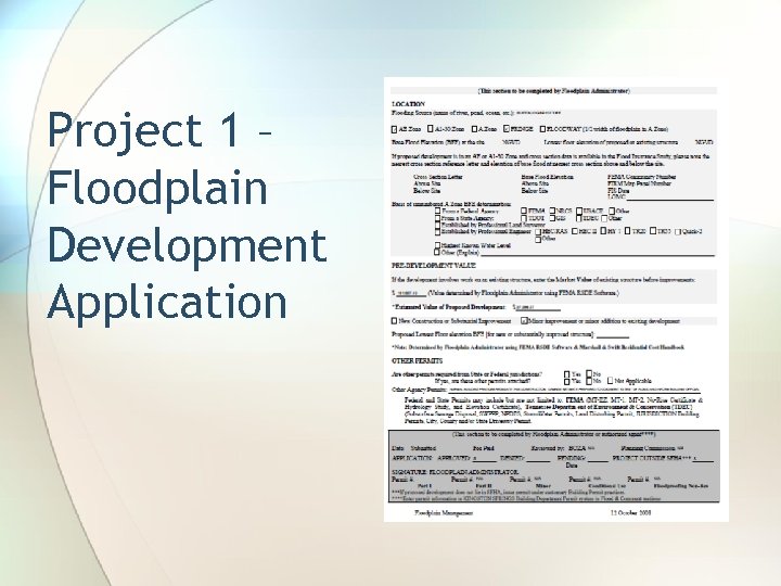 Project 1 – Floodplain Development Application 