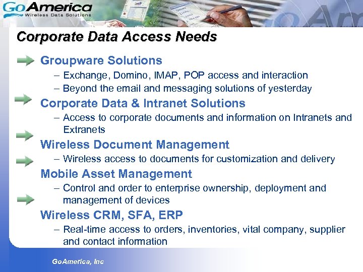 Corporate Data Access Needs Groupware Solutions – Exchange, Domino, IMAP, POP access and interaction