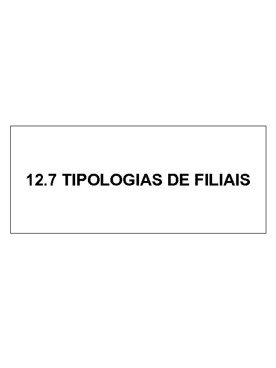 12. 7 TIPOLOGIAS DE FILIAIS 