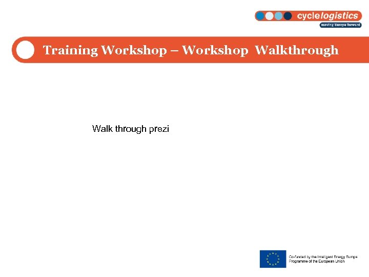 Training Workshop – Workshop Walkthrough Walk through prezi 