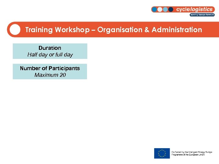 Training Workshop – Organisation & Administration Duration Half day or full day Number of