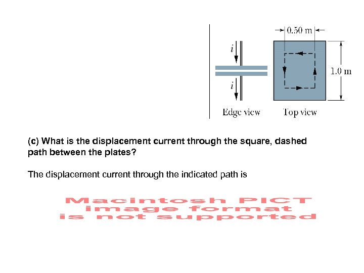 (c) What is the displacement current through the square, dashed path between the plates?