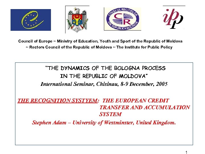  Council of Europe ~ Ministry of Education, Youth and Sport of the Republic