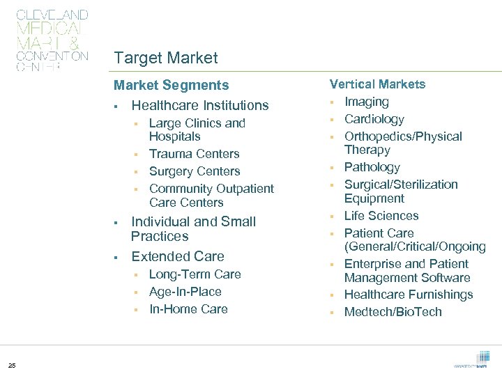 Target Market Segments § Healthcare Institutions § § § Individual and Small Practices Extended