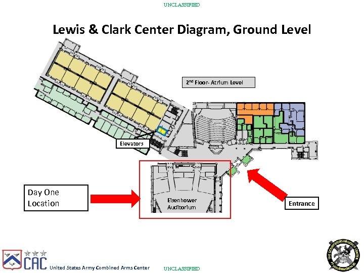 UNCLASSIFIED Lewis & Clark Center Diagram, Ground Level 2 nd Floor- Atrium Level Elevators