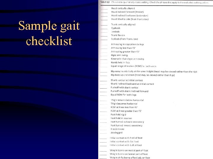 Sample gait checklist 21 