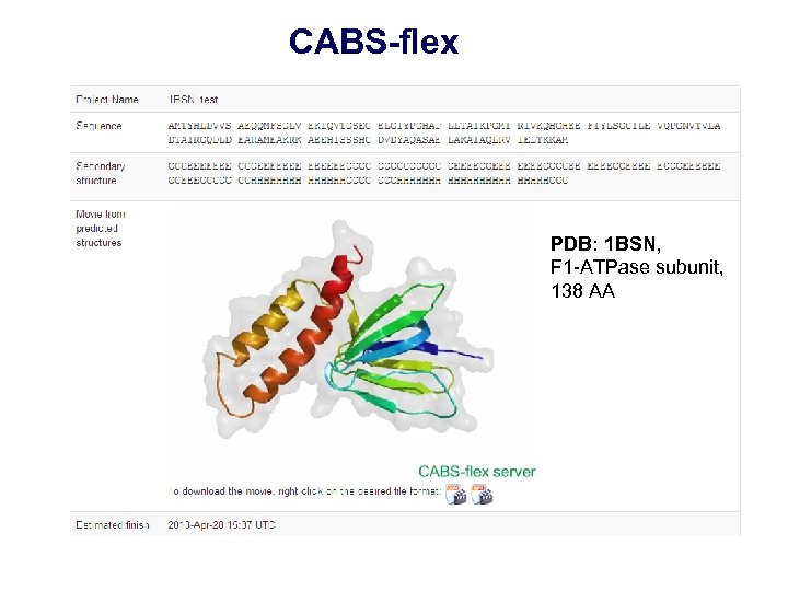 CABS-flex PDB: 1 BSN, F 1 -ATPase subunit, 138 AA 