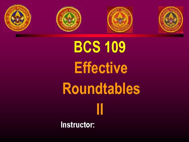 BCS 109 Effective Roundtables II Instructor: 