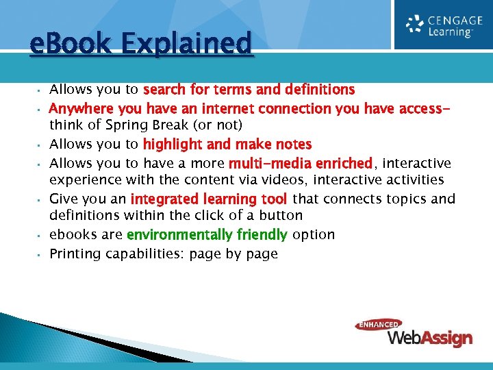 e. Book Explained • • Allows you to search for terms and definitions Anywhere