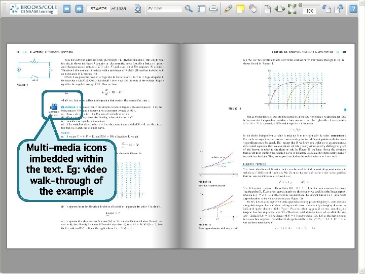 Multi-media icons imbedded within the text. Eg: video walk-through of the example 