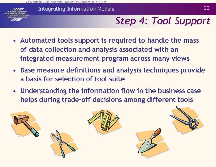 Copyright © 2004, Software Productivity Consortium NFP, Inc. 22 Integrating Information Models Step 4: