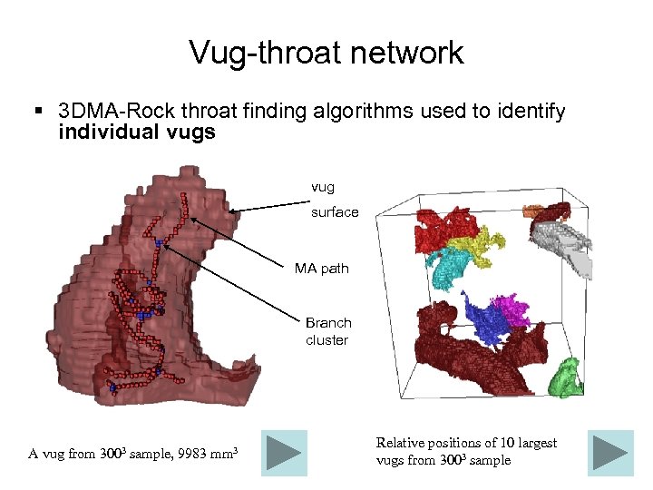 Vug-throat network § 3 DMA-Rock throat finding algorithms used to identify individual vugs vug