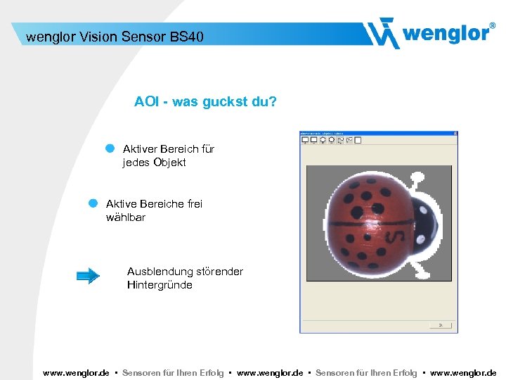 wenglor Vision Sensor BS 40 AOI - was guckst du? Aktiver Bereich für jedes