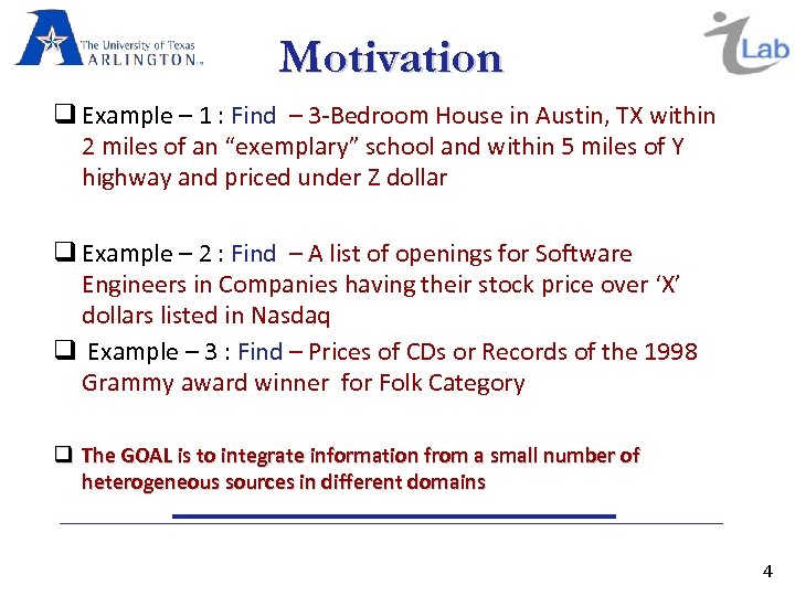 Motivation Example – 1 : Find – 3 -Bedroom House in Austin, TX within