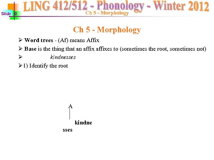 Ch 5 - Morphology Slide 9 Ch 5 - Morphology Ø Word trees -