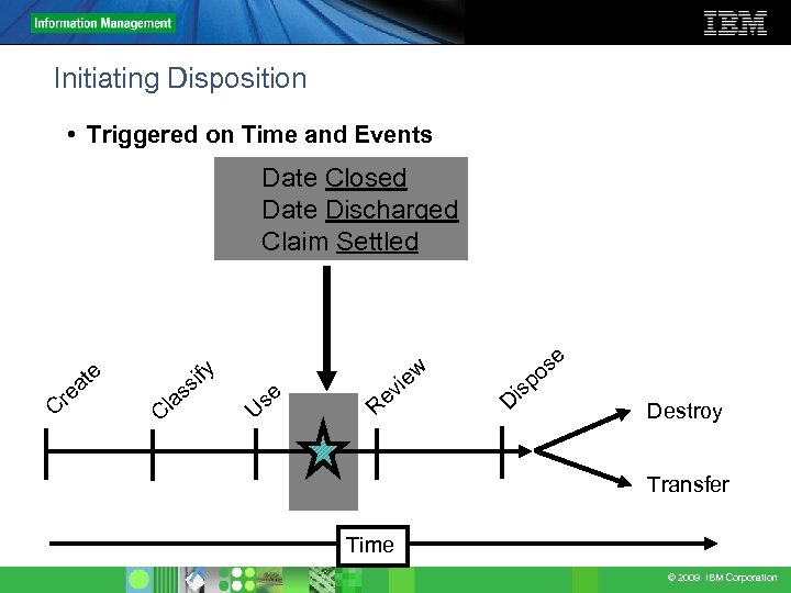 Initiating Disposition • Triggered on Time and Events Date Closed Date Discharged Claim Settled