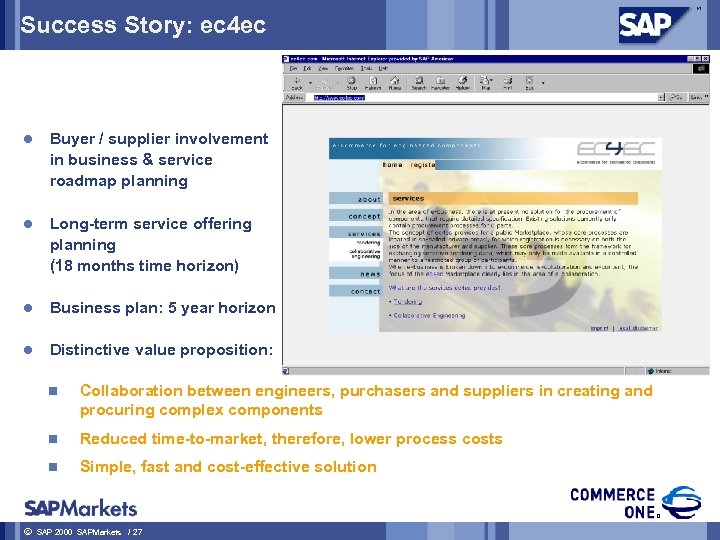 Success Story: ec 4 ec l Buyer / supplier involvement in business & service