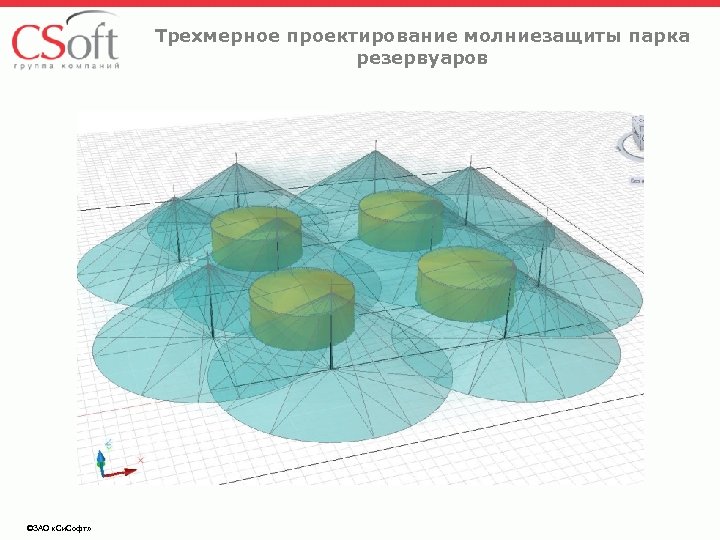 Трехмерное проектирование молниезащиты парка резервуаров ©ЗАО «Си. Софт» 