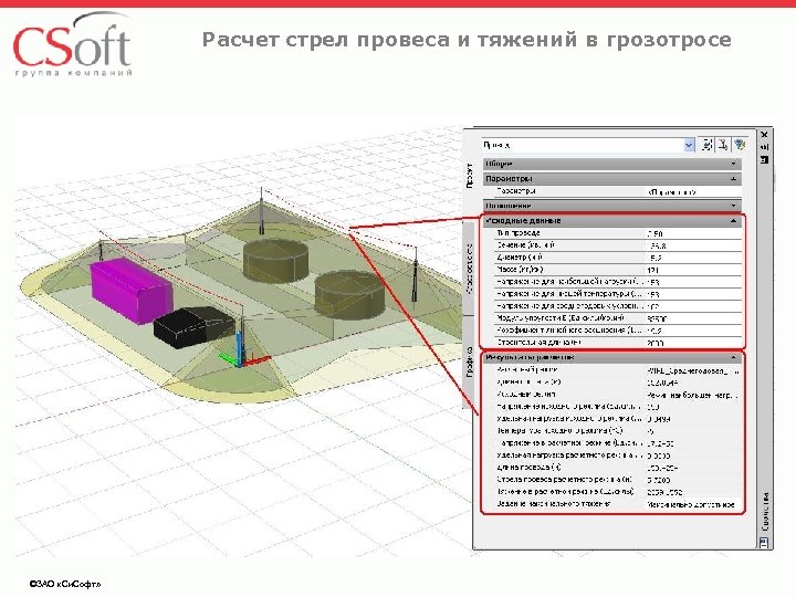 Расчет стрел провеса и тяжений в грозотросе ©ЗАО «Си. Софт» 