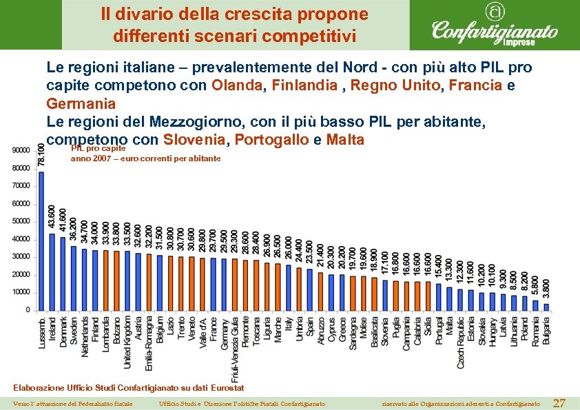 Il divario della crescita propone differenti scenari competitivi Le regioni italiane – prevalentemente del