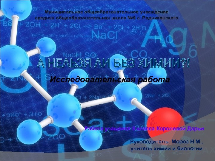 Муниципальное общеобразовательное учреждение средняя общеобразовательная школа № 9 с. Родниковского А НЕЛЬЗЯ ЛИ БЕЗ