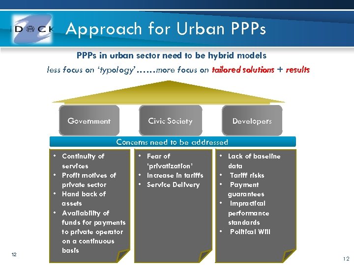 Approach for Urban PPPs in urban sector need to be hybrid models less focus