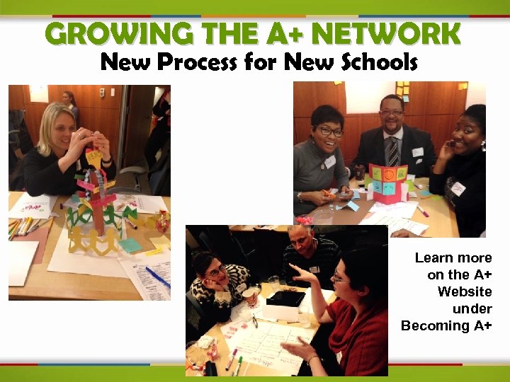 GROWING THE A+ NETWORK New Process for New Schools Learn more on the A+