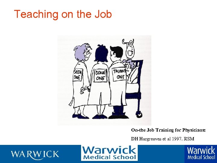 Teaching on the Job On-the Job Training for Physicians: DH Hargreaves et al