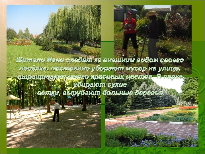 Жители Ивни следят за внешним видом своего посёлка: постоянно убирают мусор на улице, выращивают