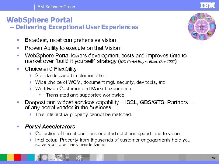 IBM Software Group Web. Sphere Portal – Delivering Exceptional User Experiences § § Broadest,