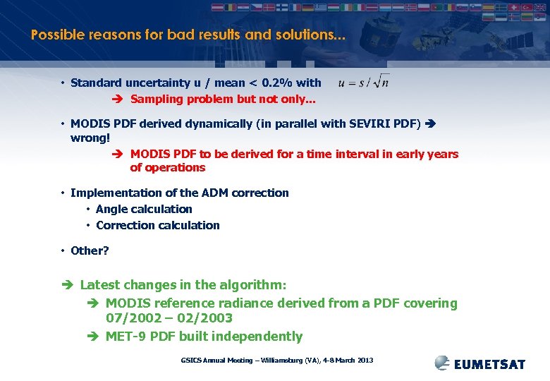 Possible reasons for bad results and solutions. . . • Standard uncertainty u /